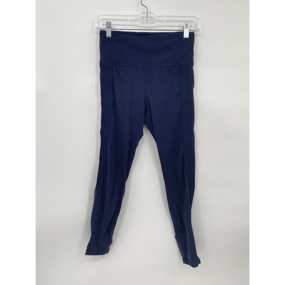 Athleta Women's Side Stripe Salutation 7/8 Legging in Navy Blue Mesh Size Small - Picture 1 of 13